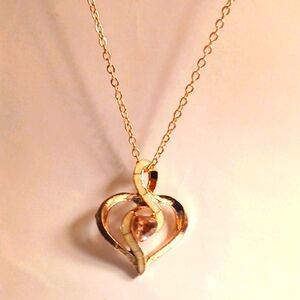 Gold Heart Necklace with Crystal Pendant
